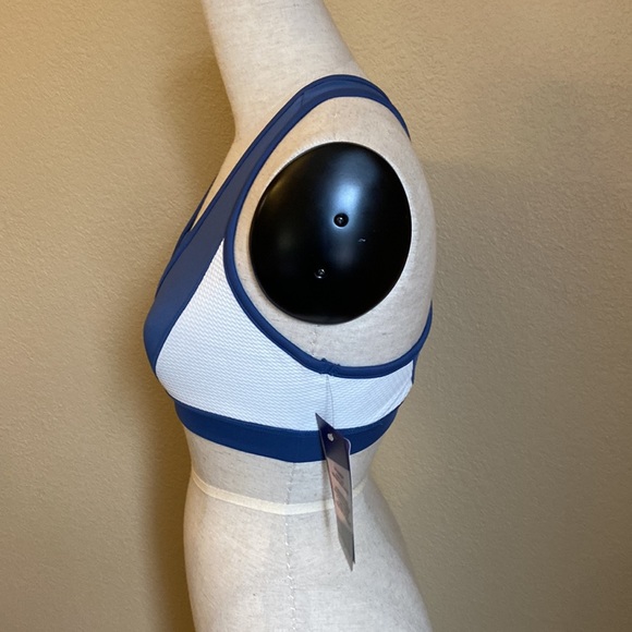 Blue and White Performance Sport Bra - Picture 2 of 9